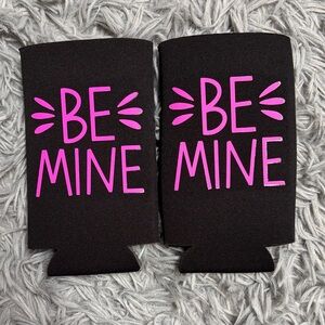 Handmade Tall Coozies with Pink 'Be Mine' Text